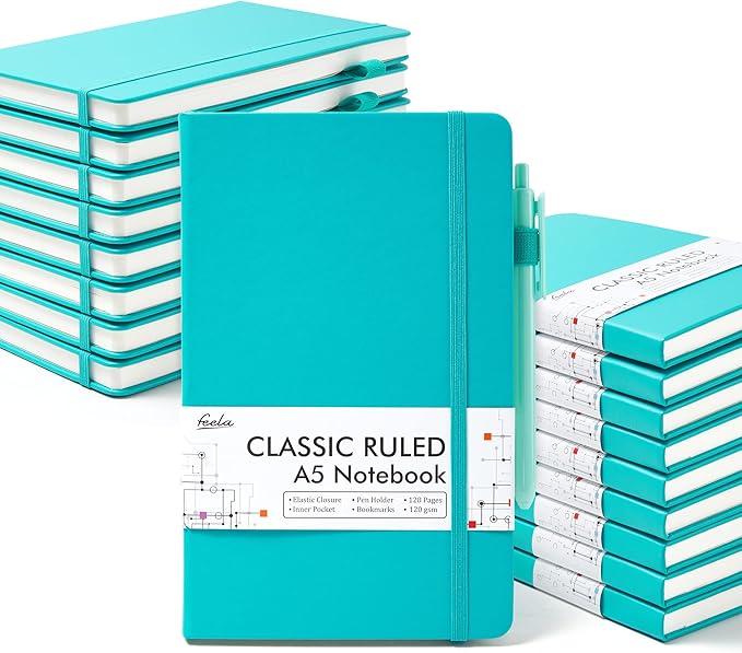 feela 18 Pack Journal Notebook for Work, Business Notebook Bulk Hardcover Lined by feela