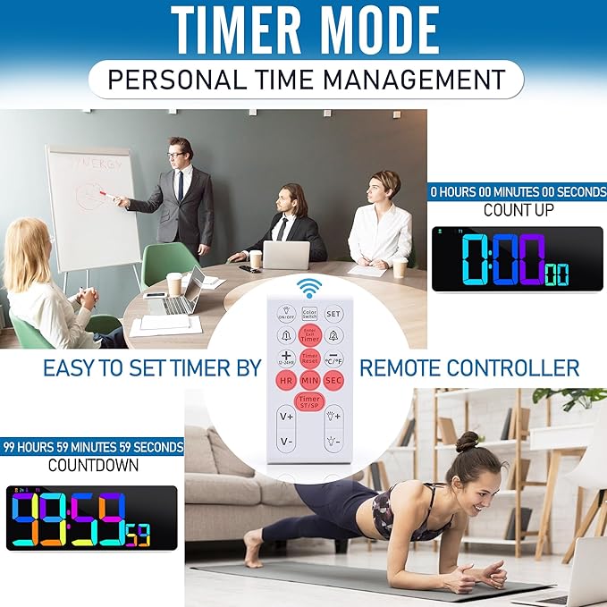 KMMKGG Large 13.7" LED Digital Timer（5''Nunmber）, 11 Color Changing, Count - Image 4