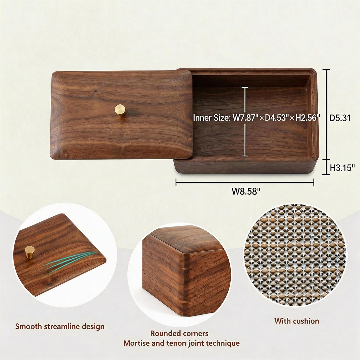 Wooden Storage Box Walnut small wood box with lid - Decorative Boxes for Craf...