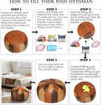 thgonwid unstuffed moroccan faux leather pouf ottoman cover, front angle view