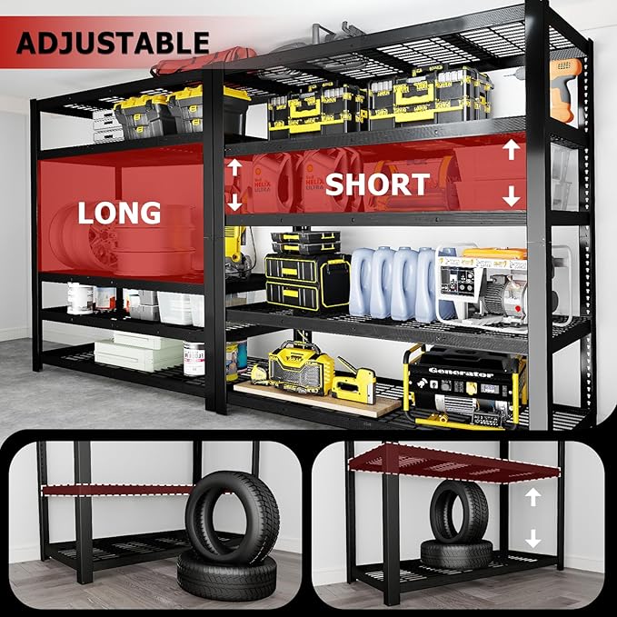 ZEUKMXOO 62" W 3050LBS Storage Shelves Unit, 5 Tier Heavy Duty Metal Shelving - Image 6