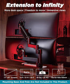 ULTRARM Heavy Duty Extension Arm Dual 49" Vertical Stacked Monitor Mount Height - Image 3