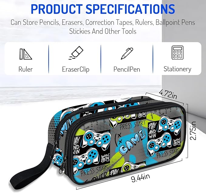 Fitvc Large Pencil Case for Boys, Gamer Boys Pencil Pouch for Kids Teens School - Image 5