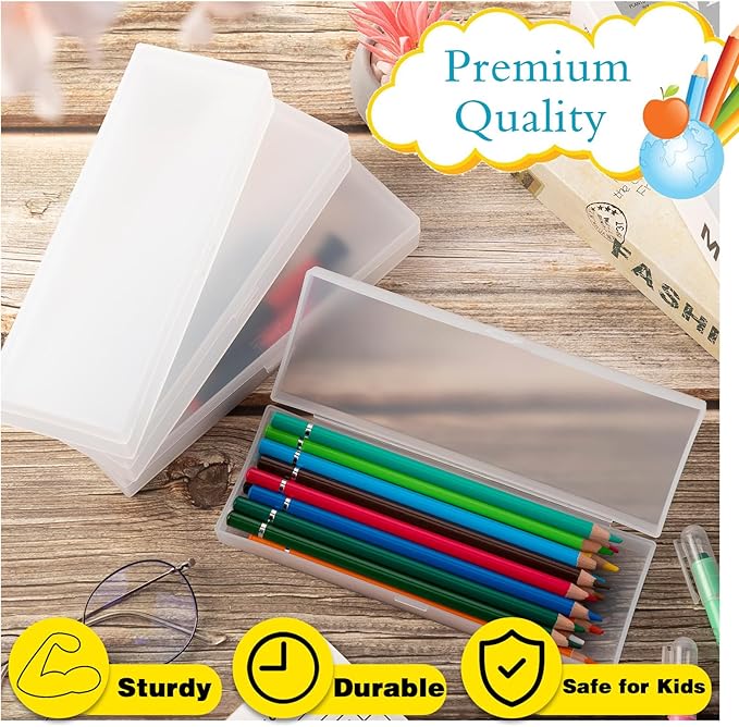 Fainne 24 Pcs Plastic Pencil Case Bulk Pencil Boxes Plastic Stationery Case - Image 3