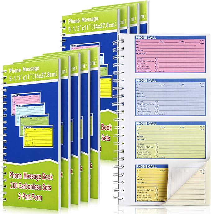 Sinmoe 10 Pcs Spiral Bound Phone Message Book by Sinmoe