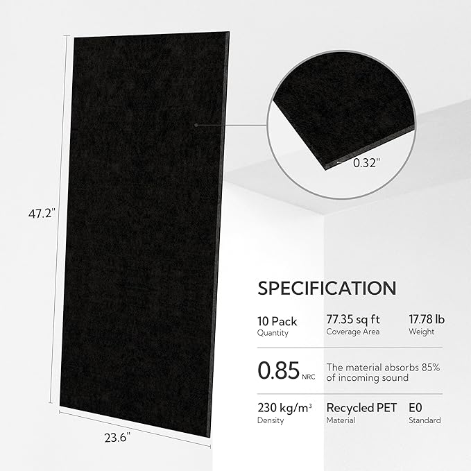 Olanglab Acoustic Wall Panels 10 Pack, 48 x 24 per Acoustic Panels Sound - Image 2