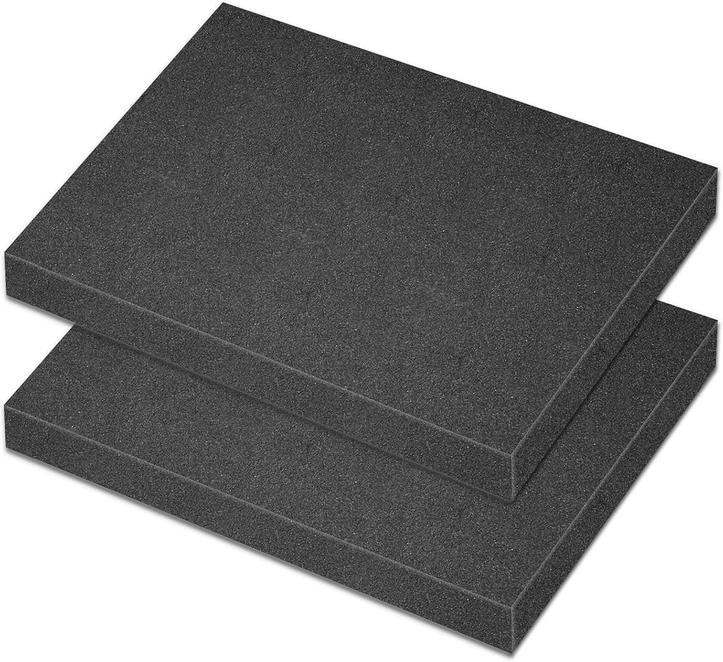 Polyurethane Foam Padding, 2 PCS 16 x 12 x 1 Inch Black Soft Cuttable Packing Foam Inserts for Cases, Furniture, Automotive and Packaging