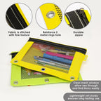 BAZIC PRODUCTS Bright Color 3-Ring Pencil Pouch with Mesh Window, 2-Pack | clear mesh window and a zipper closure for pens; pencils; supplies