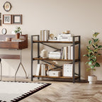 3 Tier Bookshelf 31.49" Width, Wood and Metal Etagere Bookcase, Vintage - Image 5