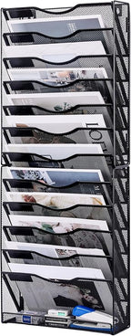 Solinxe 12-Tier Wall File Organizer, Mesh Mail Organizer Wall Mounted Paper by Solinxe