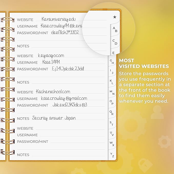 Clever Fox Password Book Spiral – Internet Address & Password Organizer - Image 4
