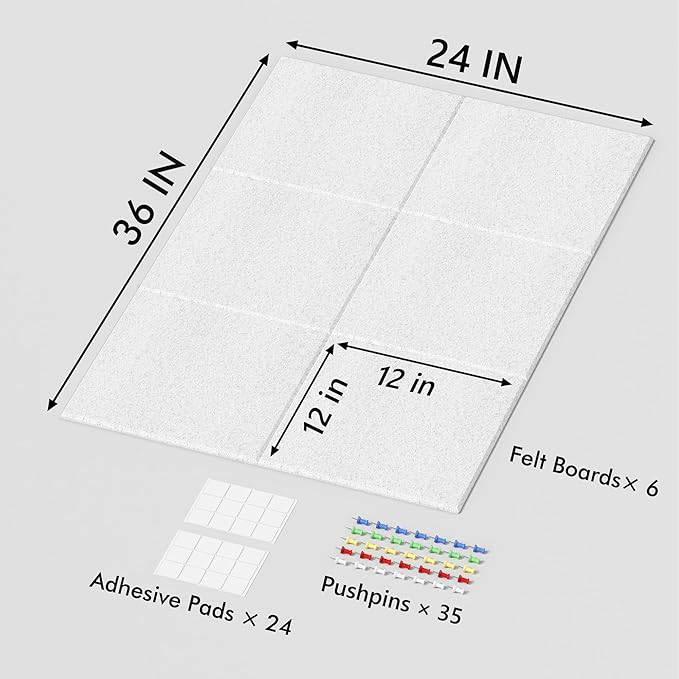 Neatsure Large Cork Board for Wall, 6 Panels Felt Tiles Tack Push Pin Board for - Image 2