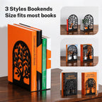 HappyHapi 7 Pair Book Ends, Metal Bookends for Shelves, Decorative Bookends | Decorative Book Holder for Shelf, Tree Stopper for Heavy Books, Black Book Ends for Home Office, 6.5 X 4.7 X 3.5 Inch