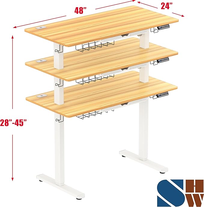 SHW 48-Inch Electric Height Adjustable Standing Desk - Image 3