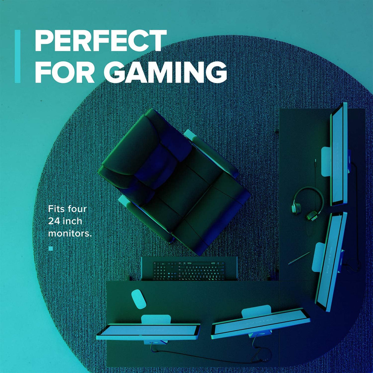 RIF6 L-Shaped Modern Gaming Desk, Keyboard Tray & Cable Management, Black