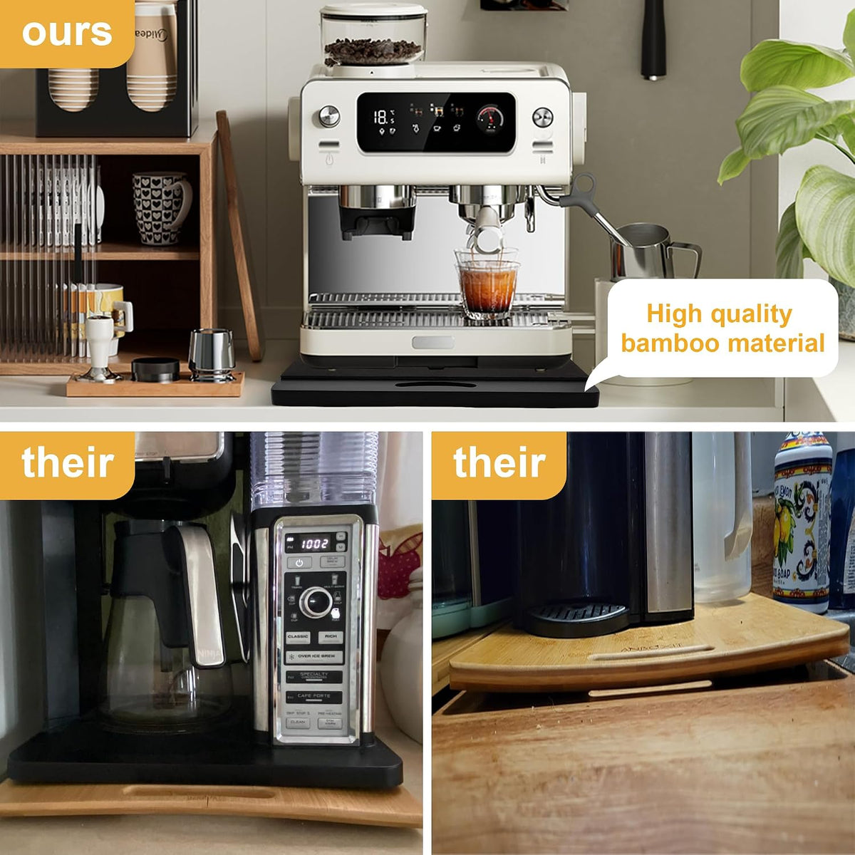 MinBoo Bamboo Appliance Slider,Sliding Tray for Coffee Maker, Kitchen Counter...
