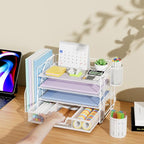 Marbrasse Desk Organizer and Accessories，4-Tier Paper Letter Tray Organizer - Image 7