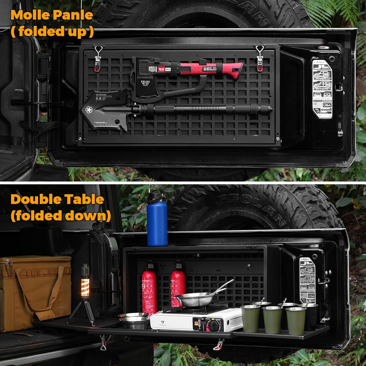 Z8 Tailgate Table Storage Lock Box Compatible with Jeep Wrangler JK JKU JL JL...