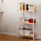 JSB No Assembly Folding Bookshelf, 3 Tier Industrial Metal Book Shelf - Image 2