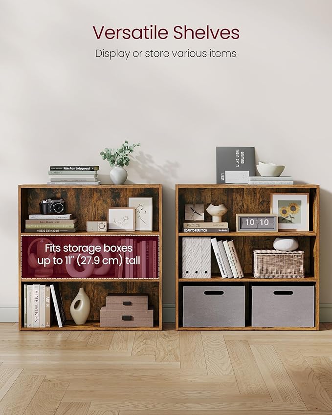 VASAGLE Set of 2 Bookshelves, 31.5 Inches Wide, 3-Tier Open Bookcases - Image 5