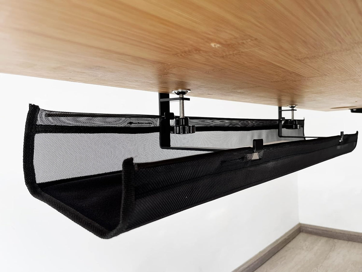 Under Desk 35 Inch Mesh Fabric Cable Management Tray, Power Cable Holder, Cor...