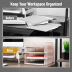 Mind Reader Stackable Paper Tray, Desktop Organizer, File Storage, Metal Mesh - Image 5