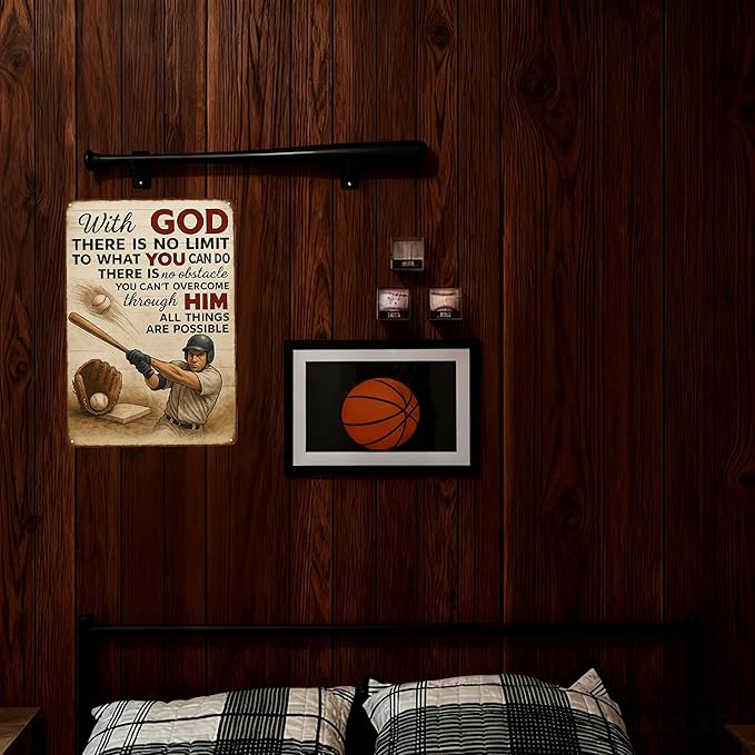 Vintage Christian Baseball Metal Sign – Inspirational Sports Wall Art - Image 3