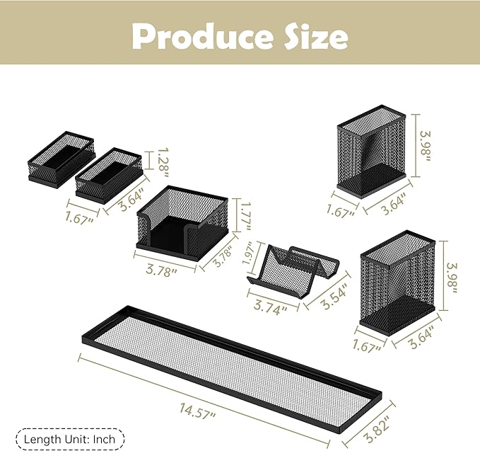 SUPEASY Pen Holder for Desk, 6 Piece Mesh Desk Organizer set for Office - Image 3