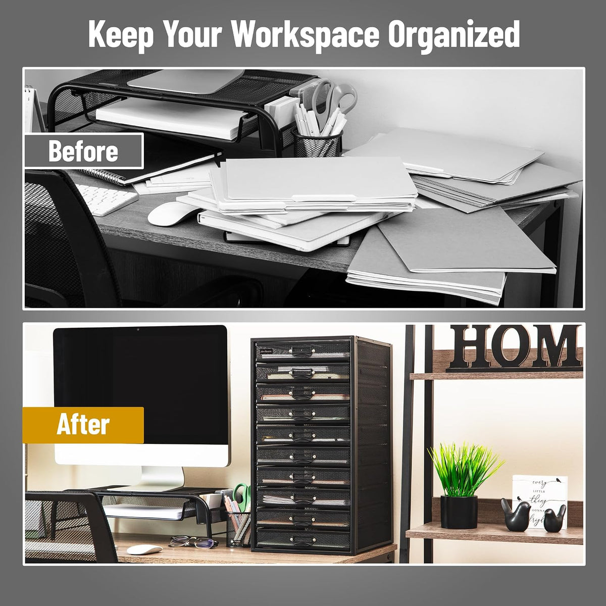 Mind Reader 10-Drawer Desk Organizer for Office Supplies, Crafts, Mail Sortin...