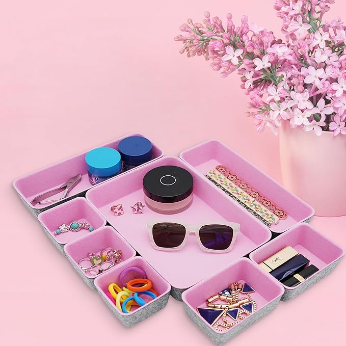 Welaxy desk drawer organizers tray felt storage bin caddy - Image 2