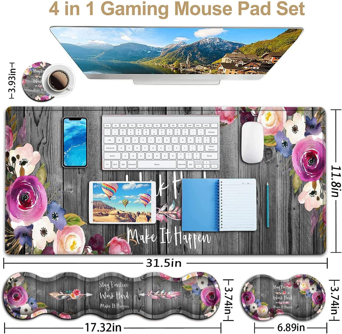 Office Desk Pad,Large Mouse Pad,Laptop Desk Table Protector Writing Mat, Ergo...