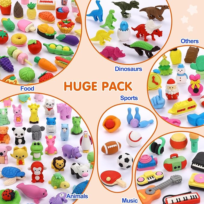 150 Pack Animal Erasers for Kids Bulk Pull Apart 3D Puzzle Erasers Treasure Box - Image 5