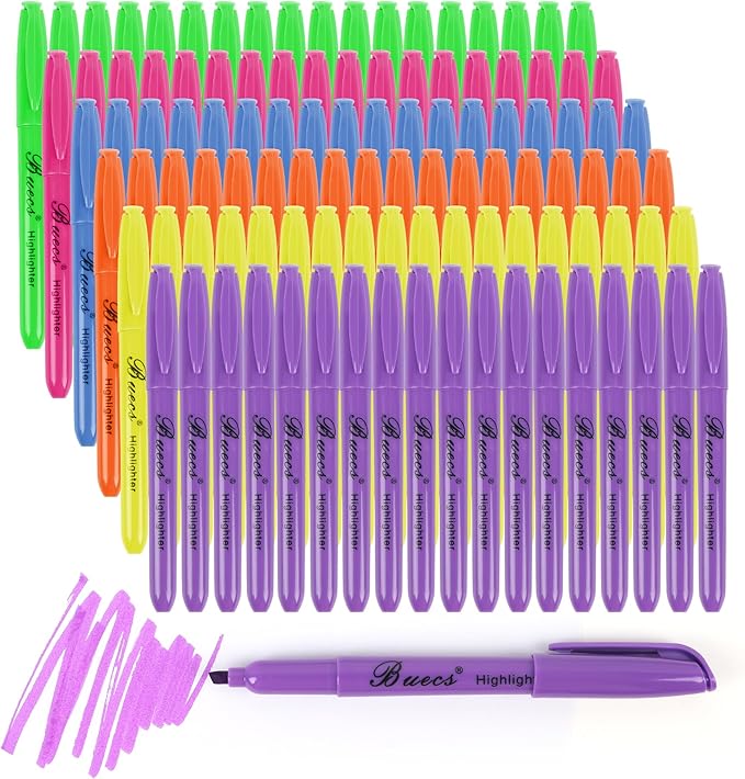 Buecs Highlighters Bulk Pack, Chisel Tip, suitable by Buecs