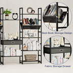 NUMENN Triple Wide 5 Tier Bookshelf, Adjustable Rustic Industrial Style Book - Image 6