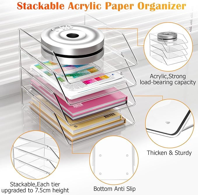 YKLSLH Simple 4 Tier Paper Organizer Letter Tray - Image 2