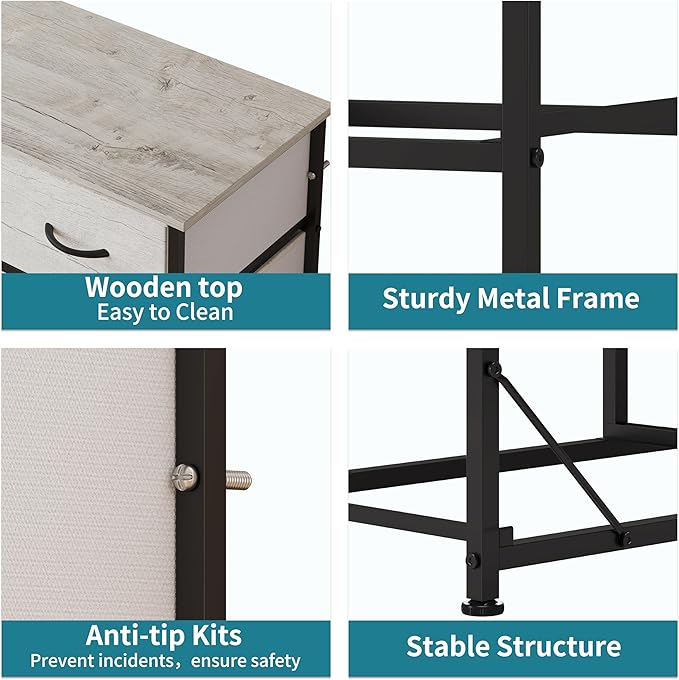 LUMTOK 10-Drawer Dresser, Fabric Storage Dresser Drawers - Image 6