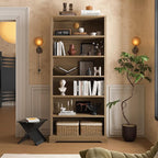 TVU 6-Tier Wooden Bookshelf, 77.2" Tall Farmhouse Style Open Bookcase, 31.5" W - Image 9