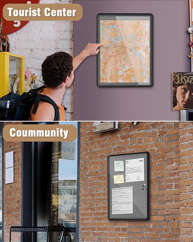 Mifuro 26"x20" Enclosed Bulletin Board, Lockable Weather-Resistant Aluminum - Image 8