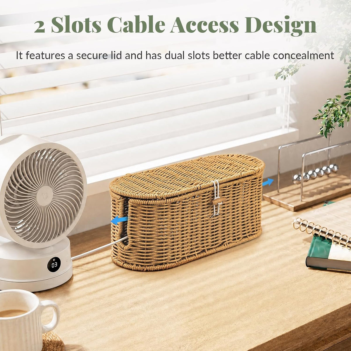 Set of 2 Cable Management Box, Cord Organizer to Hider Cords & Power Strip
