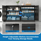 Metal Storage Cabinet, 36" Locking Cabinet with Adjustable Shelves for Garage, Office (Black)