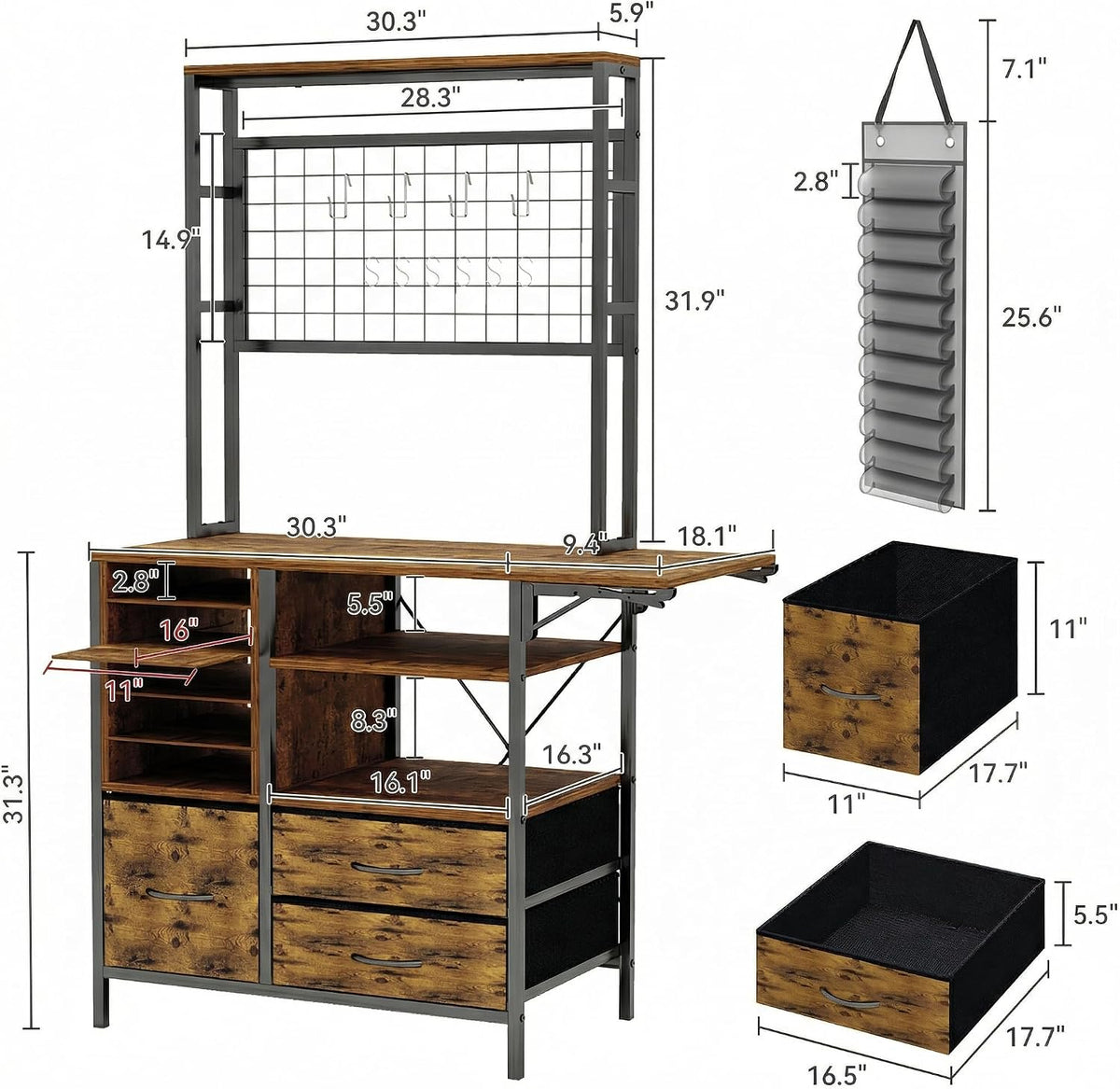Craft Organizers and Storage Cabinet Brown Craft Table with Drawer