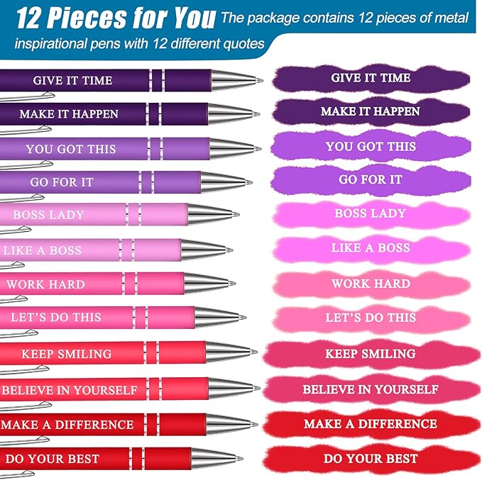 Zonon 12 Pcs Inspirational Pens Bulk Funny Ballpoint Pen - Image 3