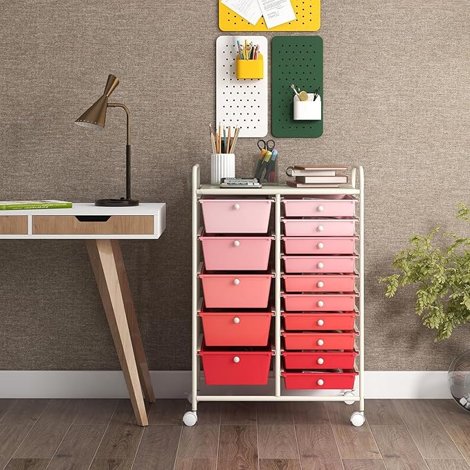 LDAILY 15 Drawer Rolling Storage Cart, Rolling Cart - Image 7