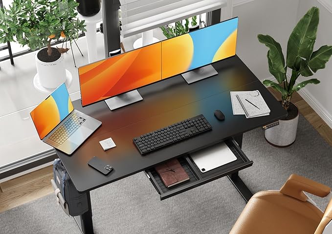 Claiks Standing Desk with Drawers, 55x24 Inch Electric Adjustable Height Stand - Image 2