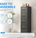Yukimo 4 Drawer File Cabinet, Vertical File Cabinet - Image 4