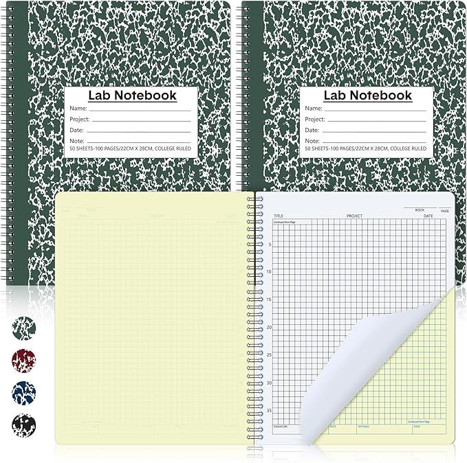 Affrolling 2 Pack Carbonless Lab Notebook Carbon Copy 8.5'' x 11'' 50 Set of by Affrolling