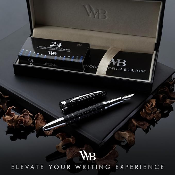 Wordsworth & Black Majesti Fountain Pen-, Luxury Case, Chrome Finish; Fine Nib- - Image 2