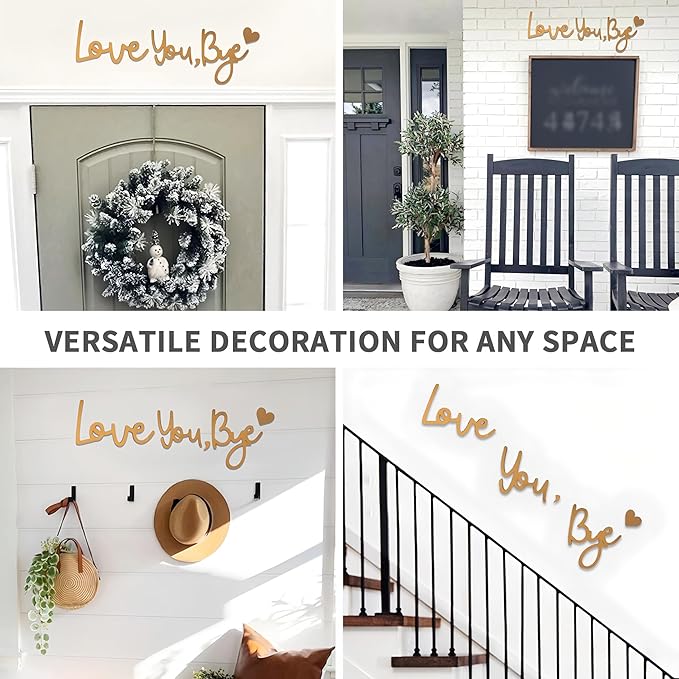 Wall Decor Gold Love You Bye Sign Hallway Entryway Door Wall Art Boho Decor - Image 6