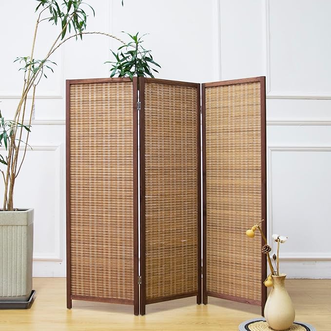 Furnnylane 3 Panel Short Room Divider Screen, Small Bamboo Panel Divider - Image 3