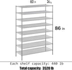 Regal Altair 24" Deep x 60" Wide x 86" Height Wire Shelving Kit | 8-Tier | NSF - Image 3